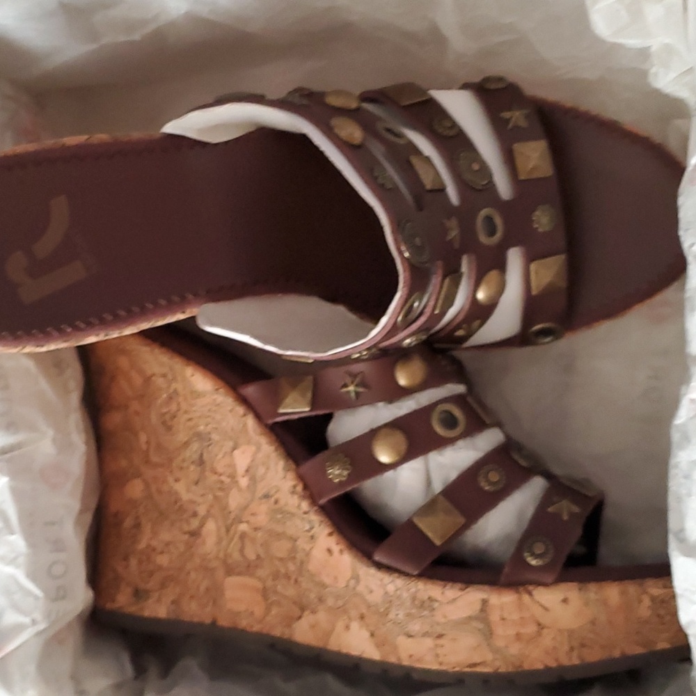 Report Kiana Brown Leather Wedges size 9 - Picture 2 of 6